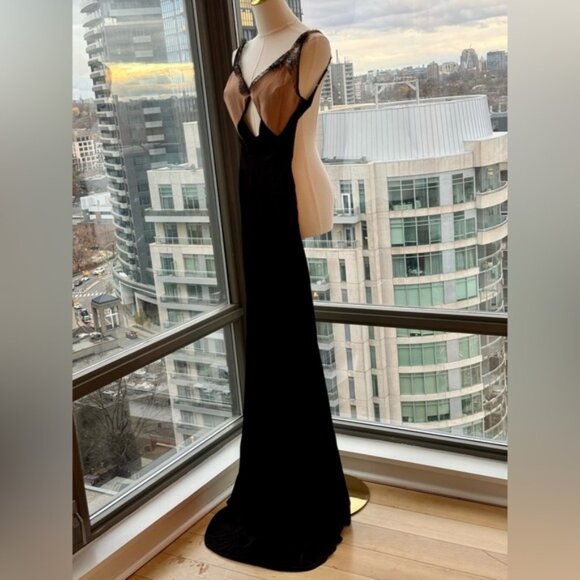 🆕 SELF PORTRAIT 🧿 NWOT Black Lace Satin Maxi Dress, Sz UK 4 / US 0 - Picture 8 of 16